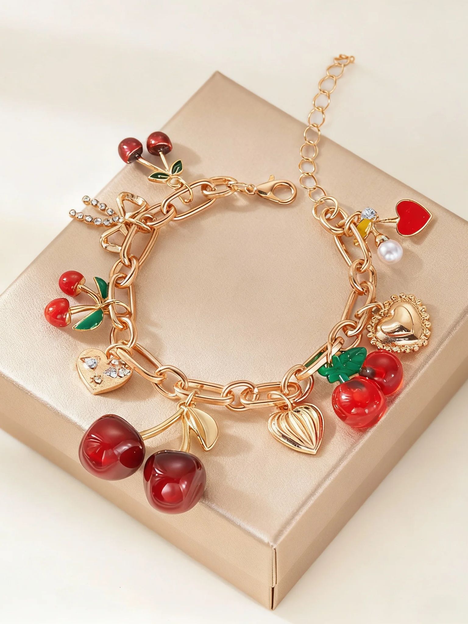String Of Pearls Plant - Sweet Cute Red Strawberry Cherry Bracelet
