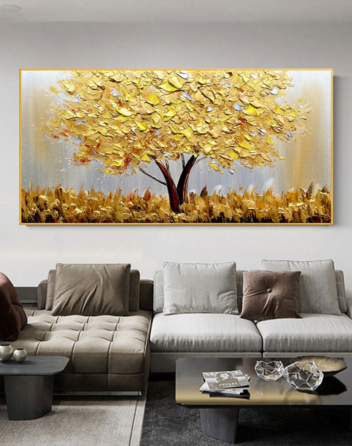 Blooming Gold Tree On Canvas A - Plant Parenting recension och pris